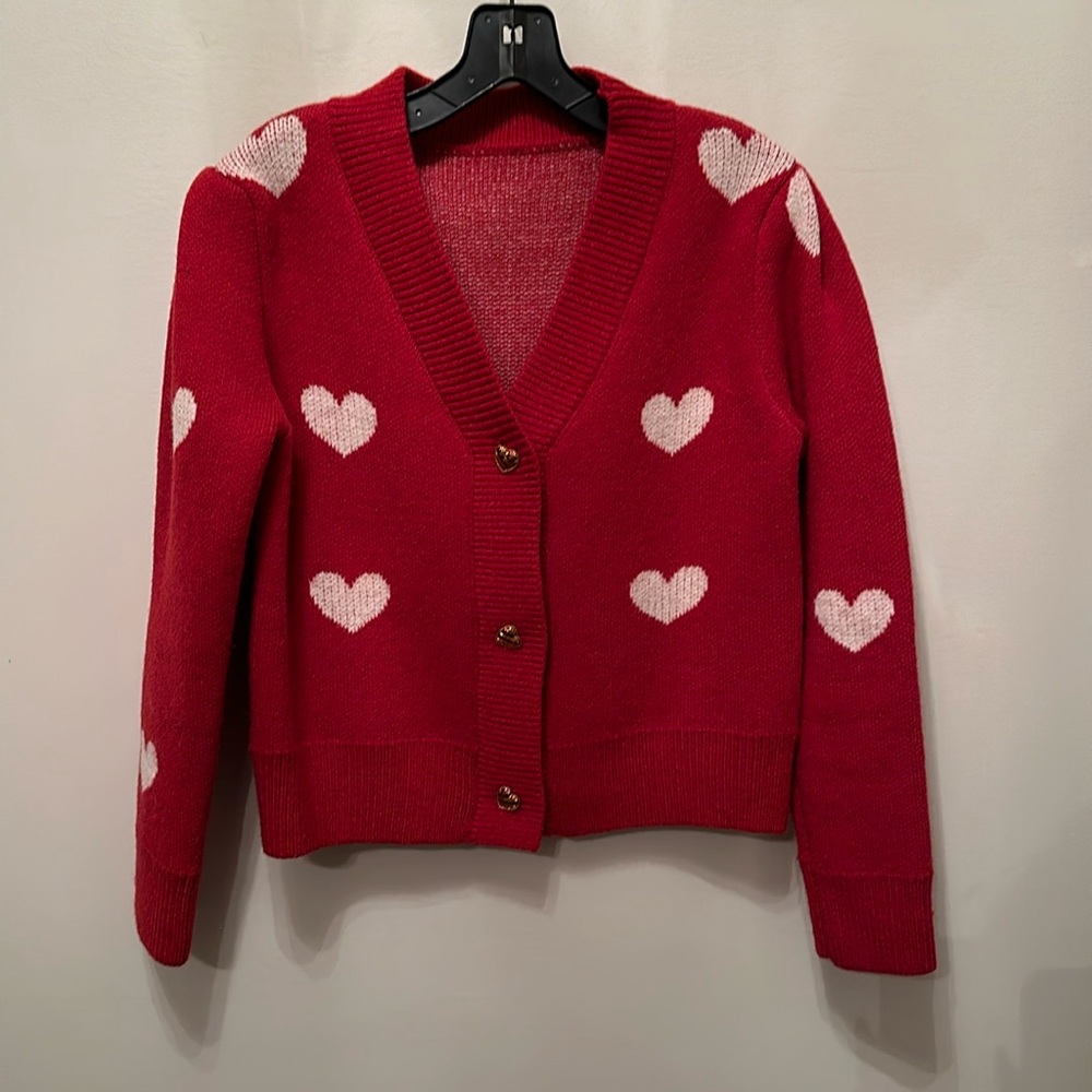 CHICWISH Red & White Heart Cardigan size M. Excellent condition. Worn once.